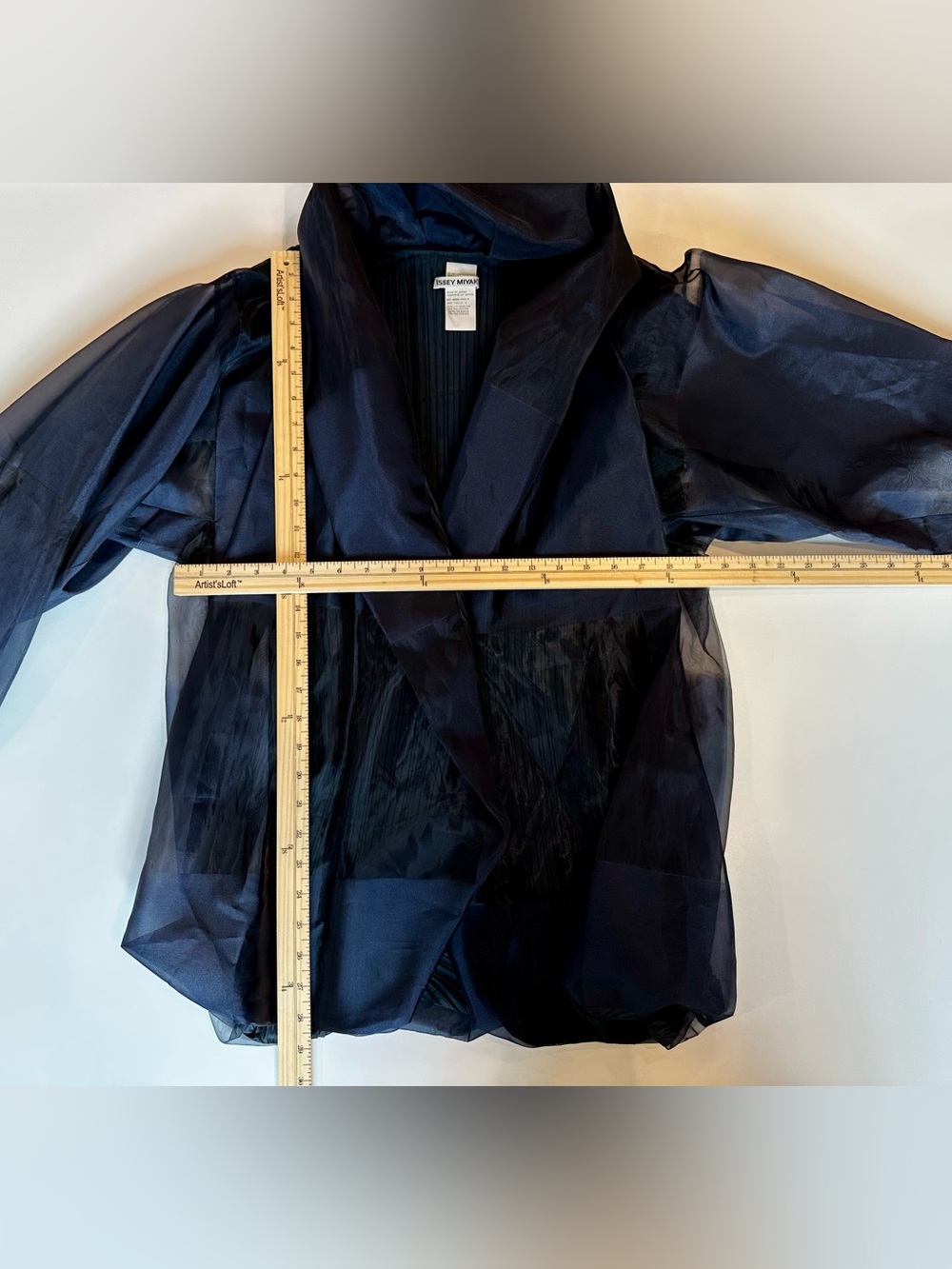 Issey Miyake Sheer Pleated Sculptural Jacket Navy Size 2 - Picture 14 of 14
